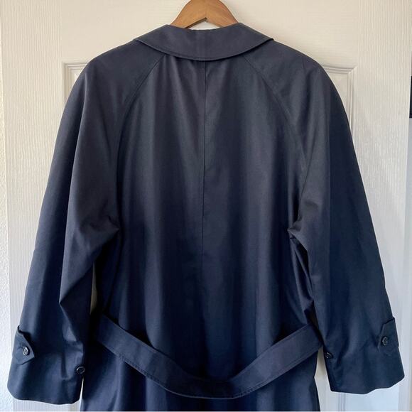 Vintage Burberry Navy Blue Belted Trench Coat Single Breasted 14L - Picture 14 of 16